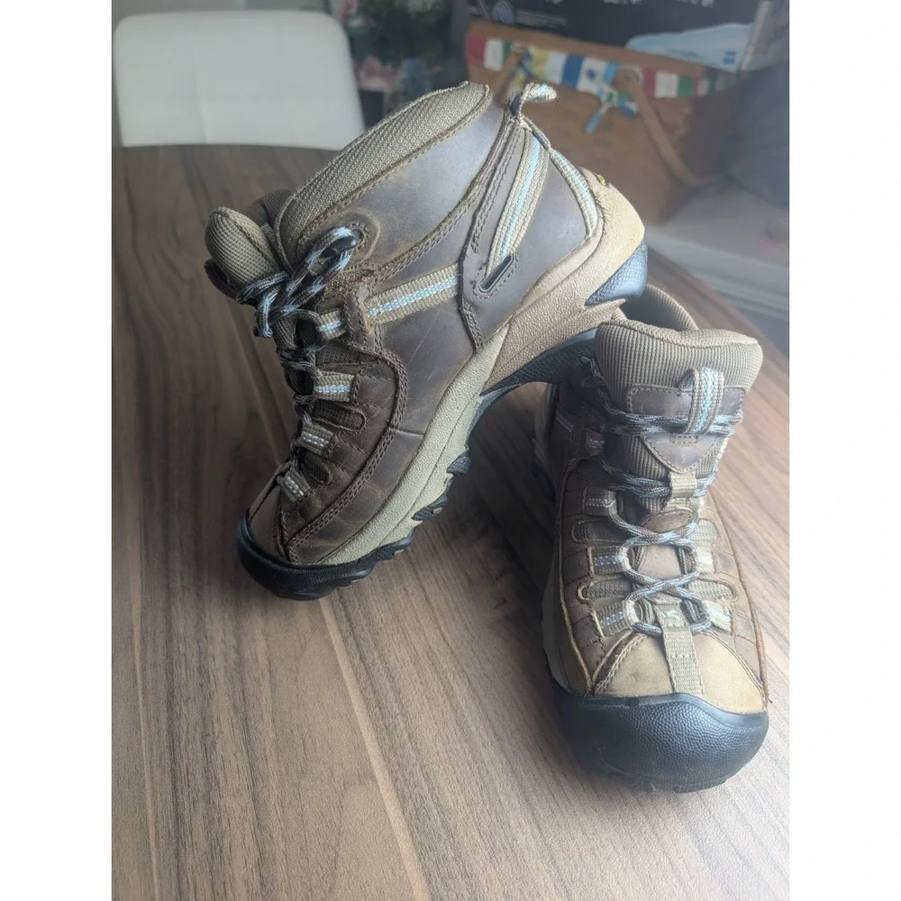 KEEN Targhee Mid Waterproof Women's Hiking Boots Brown Leather Trail Shoes  6.5